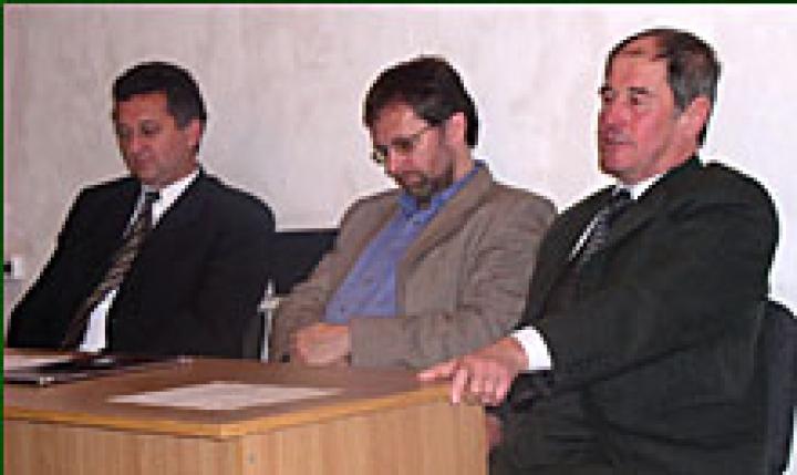 Dr. Soós Kálmán, dr. Völgyesi Zoltán és Milován Sándor a konferencián