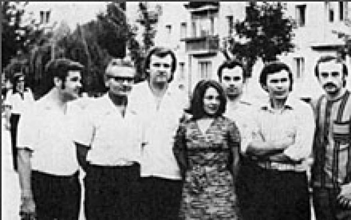 Balról jobbra: S. Benedek András, Kovács Vilmos, Szakolczay Lajos (Budapestről), Borbély Edit, Fodó Sándor, Balla Gyula, Zselicki József 1973-ban